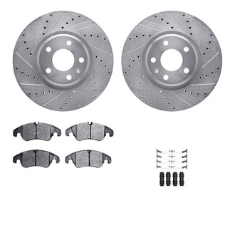R1 Concepts® - eLINE Series Drilled and Slotted Front Brake Kit with Ceramic Pads