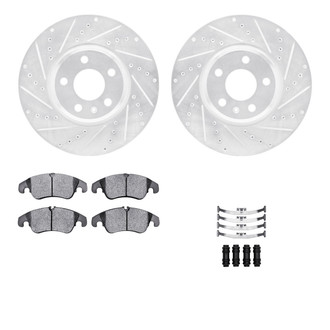R1 Concepts® - eLINE Series Drilled and Slotted Front Brake Kit with Ceramic Pads