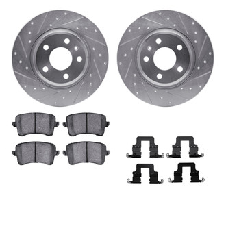 R1 Concepts® - eLINE Series Drilled and Slotted Rear Brake Kit with Ceramic Pads