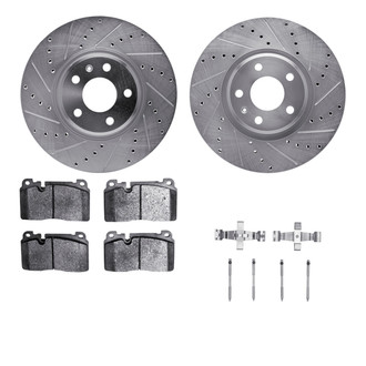 R1 Concepts® - eLINE Series Drilled and Slotted Front Brake Kit with Ceramic Pads
