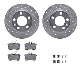 R1 Concepts® - eLINE Series Drilled and Slotted Rear Brake Kit with Ceramic Pads