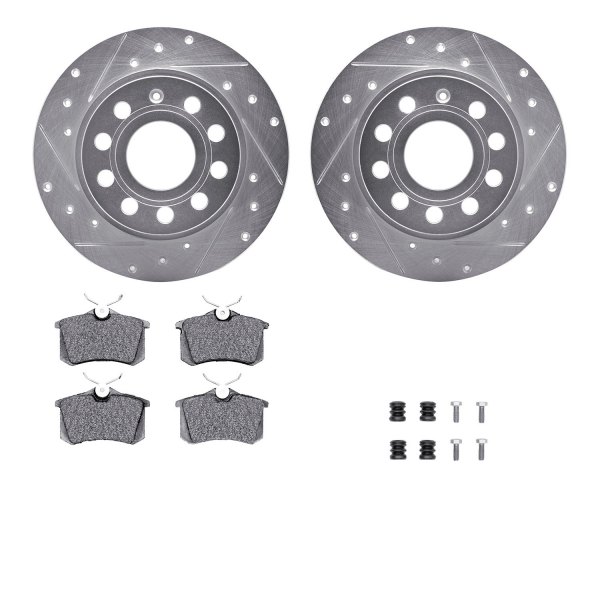  R1 Concepts® - eLINE Series Drilled and Slotted Rear Brake Kit with Ceramic Pads