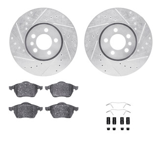 R1 Concepts® - eLINE Series Drilled and Slotted Front Brake Kit with Ceramic Pads