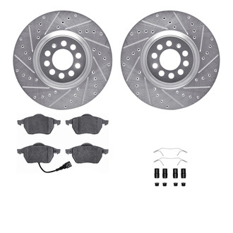 R1 Concepts® - eLINE Series Drilled and Slotted Front Brake Kit with Ceramic Pads