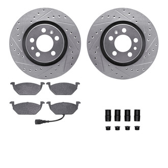 R1 Concepts® - eLINE Series Drilled and Slotted Front Brake Kit with Ceramic Pads