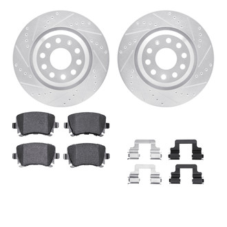 R1 Concepts® - eLINE Series Drilled and Slotted Rear Brake Kit with Ceramic Pads