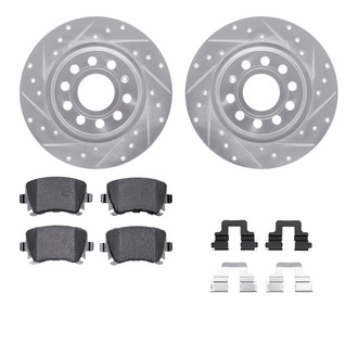 R1 Concepts® - eLINE Series Drilled and Slotted Rear Brake Kit with Ceramic Pads
