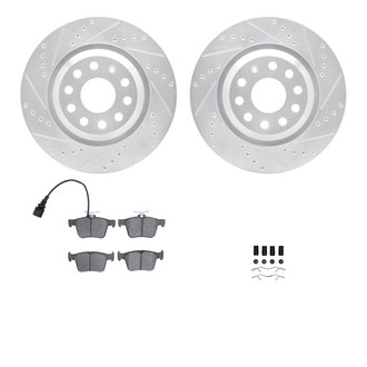 R1 Concepts® - eLINE Series Drilled and Slotted Rear Brake Kit with Ceramic Pads