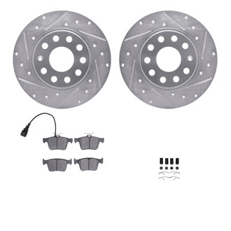 R1 Concepts® - eLINE Series Drilled and Slotted Rear Brake Kit with Ceramic Pads