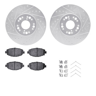 R1 Concepts® - eLINE Series Drilled and Slotted Front Brake Kit with Ceramic Pads