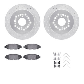 R1 Concepts® - eLINE Series Drilled and Slotted Rear Brake Kit with Ceramic Pads