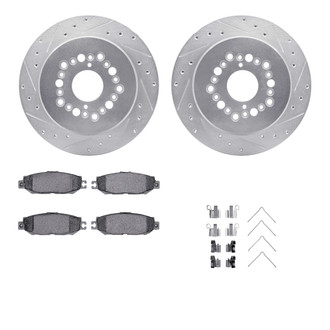 R1 Concepts® - eLINE Series Drilled and Slotted Rear Brake Kit with Ceramic Pads