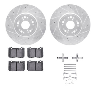 R1 Concepts® - eLINE Series Drilled and Slotted Front Brake Kit with Ceramic Pads
