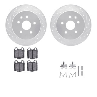 R1 Concepts® - eLINE Series Drilled and Slotted Rear Brake Kit with Ceramic Pads