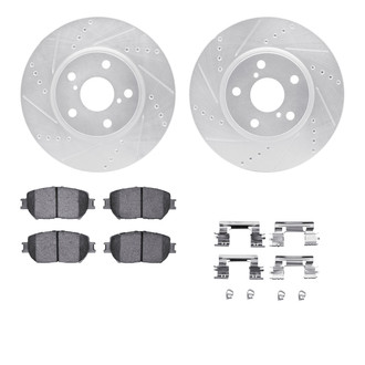 R1 Concepts® - eLINE Series Drilled and Slotted Front Brake Kit with Ceramic Pads