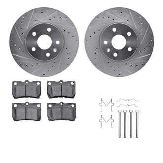 R1 Concepts® - eLINE Series Drilled and Slotted Rear Brake Kit with Ceramic Pads
