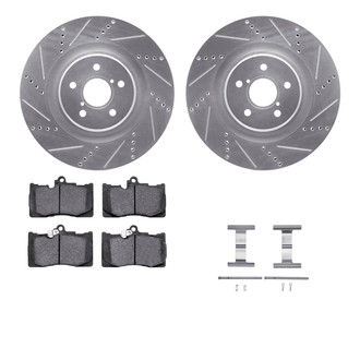 R1 Concepts® - eLINE Series Drilled and Slotted Front Brake Kit with Ceramic Pads