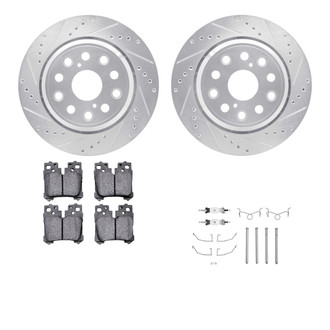 R1 Concepts® - eLINE Series Drilled and Slotted Rear Brake Kit with Ceramic Pads