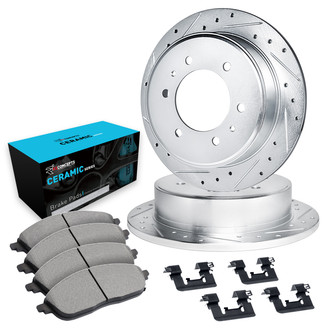 R1 Concepts® - eLINE Series Drilled and Slotted Front Brake Kit with Ceramic Pads