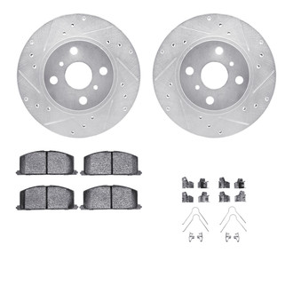R1 Concepts® - eLINE Series Drilled and Slotted Front Brake Kit with Ceramic Pads