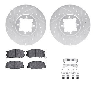 R1 Concepts® - eLINE Series Drilled and Slotted Front Brake Kit with Ceramic Pads