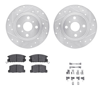 R1 Concepts® - eLINE Series Drilled and Slotted Rear Brake Kit with Ceramic Pads