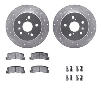 R1 Concepts® - eLINE Series Drilled and Slotted Rear Brake Kit with Ceramic Pads