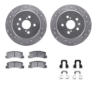 R1 Concepts® - eLINE Series Drilled and Slotted Rear Brake Kit with Ceramic Pads