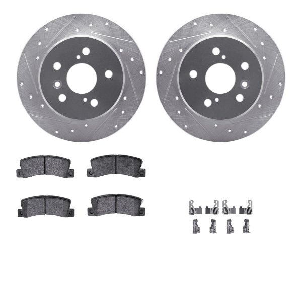  R1 Concepts® - eLINE Series Drilled and Slotted Rear Brake Kit with Ceramic Pads