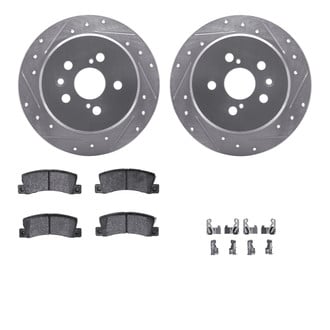 R1 Concepts® - eLINE Series Drilled and Slotted Rear Brake Kit with Ceramic Pads