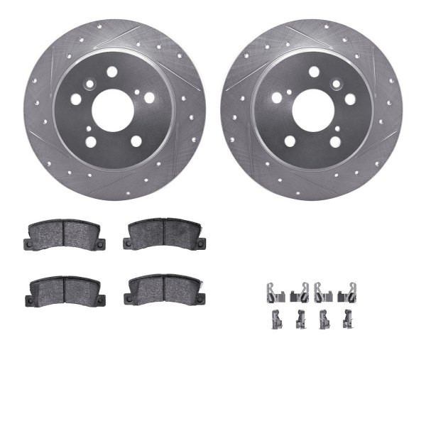  R1 Concepts® - eLINE Series Drilled and Slotted Rear Brake Kit with Ceramic Pads