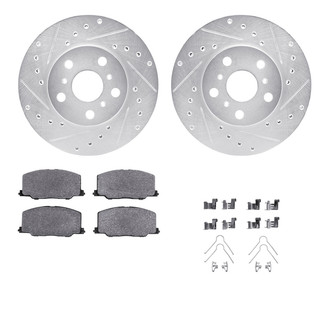R1 Concepts® - eLINE Series Drilled and Slotted Front Brake Kit with Ceramic Pads