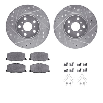 R1 Concepts® - eLINE Series Drilled and Slotted Front Brake Kit with Ceramic Pads