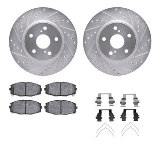 R1 Concepts® - eLINE Series Drilled and Slotted Front Brake Kit with Ceramic Pads