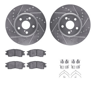 R1 Concepts® - eLINE Series Drilled and Slotted Front Brake Kit with Ceramic Pads