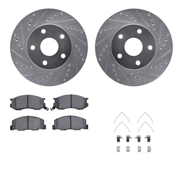  R1 Concepts® - eLINE Series Drilled and Slotted Front Brake Kit with Ceramic Pads