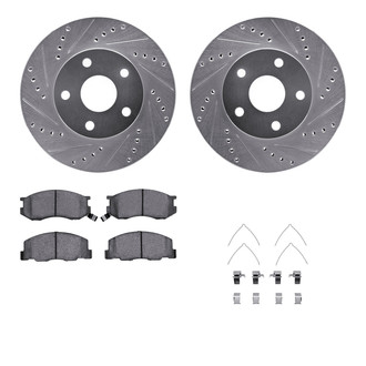 R1 Concepts® - eLINE Series Drilled and Slotted Front Brake Kit with Ceramic Pads
