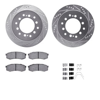 R1 Concepts® - eLINE Series Drilled and Slotted Rear Brake Kit with Ceramic Pads