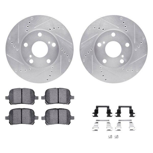  R1 Concepts® - eLINE Series Drilled and Slotted Front Brake Kit with Ceramic Pads