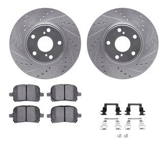 R1 Concepts® - eLINE Series Drilled and Slotted Front Brake Kit with Ceramic Pads