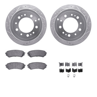 R1 Concepts® - eLINE Series Drilled and Slotted Rear Brake Kit with Ceramic Pads