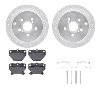 R1 Concepts® - eLINE Series Drilled and Slotted Rear Brake Kit with Ceramic Pads