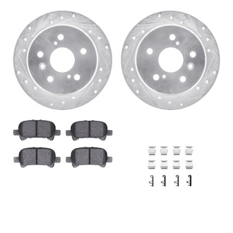 R1 Concepts® - eLINE Series Drilled and Slotted Rear Brake Kit with Ceramic Pads