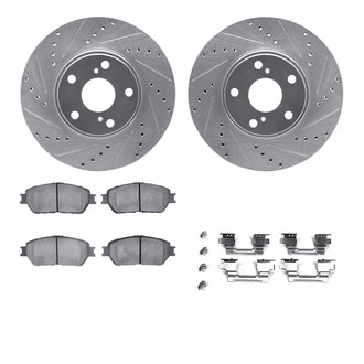 R1 Concepts® - eLINE Series Drilled and Slotted Front Brake Kit with Ceramic Pads