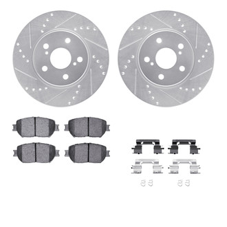 R1 Concepts® - eLINE Series Drilled and Slotted Front Brake Kit with Ceramic Pads