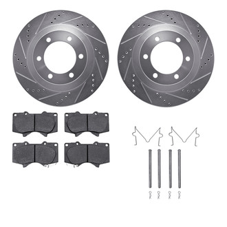 R1 Concepts® - eLINE Series Drilled and Slotted Front Brake Kit with Ceramic Pads