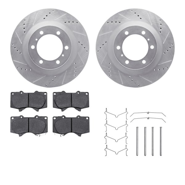  R1 Concepts® - eLINE Series Drilled and Slotted Front Brake Kit with Ceramic Pads