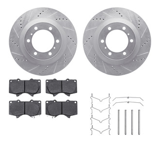 R1 Concepts® - eLINE Series Drilled and Slotted Front Brake Kit with Ceramic Pads