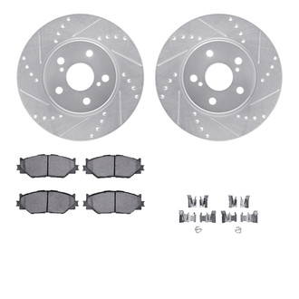 R1 Concepts® - eLINE Series Drilled and Slotted Front Brake Kit with Ceramic Pads