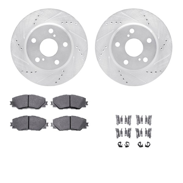  R1 Concepts® - eLINE Series Drilled and Slotted Front Brake Kit with Ceramic Pads